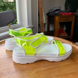 Neon Yellow Platform Sandals